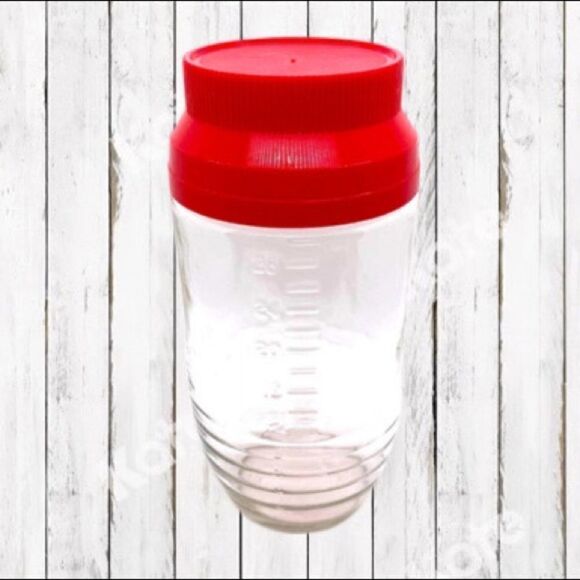 Vintage Jar Anchor Hocking Glass Measuring Container w Red Lid - Picture 3 of 12